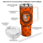 customized bowling green falcons bullseye drips orange curved tumbler best selling.webp
