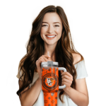 customized bowling green falcons bullseye drips orange curved tumbler best selling.webp