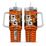 customized bowling green falcons chevron layers orange curved tumbler best selling.webp