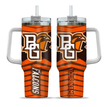 customized bowling green falcons chevron layers orange curved tumbler best selling.webp