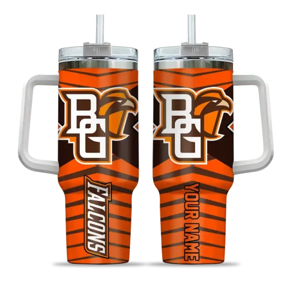 customized bowling green falcons chevron layers orange curved tumbler best selling.webp