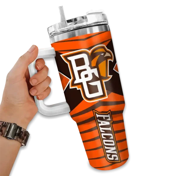 customized bowling green falcons chevron layers orange curved tumbler fashion forward.webp