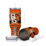 customized bowling green falcons chevron layers orange curved tumbler best selling.webp