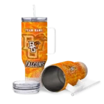 customized bowling green falcons geometric prism orange curved tumbler best selling.webp