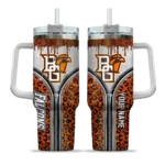customized bowling green falcons leopard zipper orange curved tumbler best selling.webp