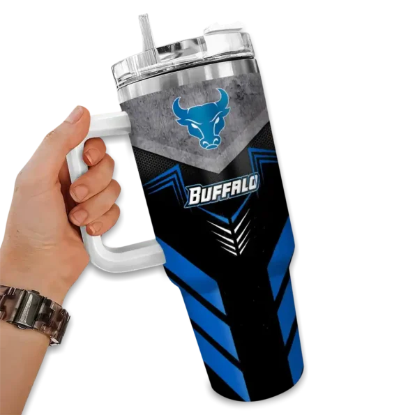 customized buffalo bulls arrow armor royal blue black curved tumbler fashion forward.webp