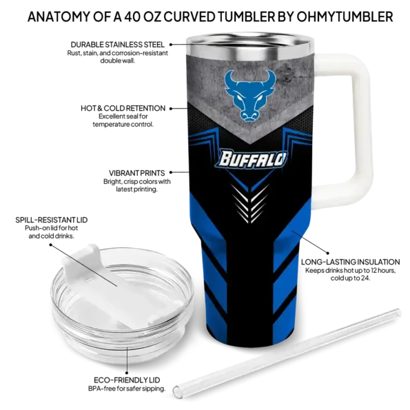 customized buffalo bulls arrow armor royal blue black curved tumbler new arrival.webp