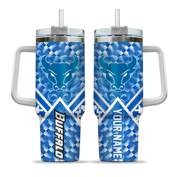 customized buffalo bulls chevron angle royal blue curved tumbler best selling.webp