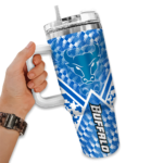 customized buffalo bulls chevron angle royal blue curved tumbler best selling.webp
