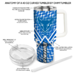 customized buffalo bulls chevron angle royal blue curved tumbler best selling.webp