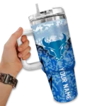 customized buffalo bulls chevron stripe royal blue curved tumbler best selling.webp