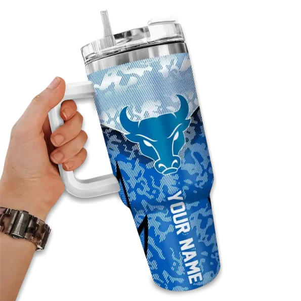 customized buffalo bulls chevron stripe royal blue curved tumbler fashion forward.webp