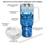 customized buffalo bulls chevron stripe royal blue curved tumbler best selling.webp