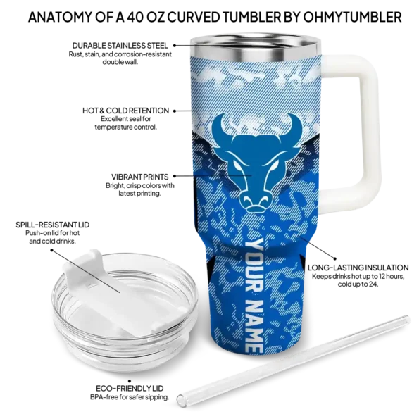 customized buffalo bulls chevron stripe royal blue curved tumbler new arrival.webp