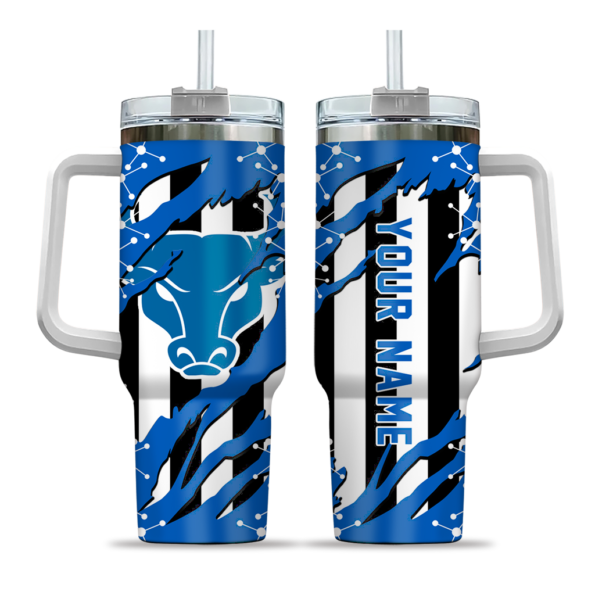 customized buffalo bulls claw cut royal blue black curved tumbler best selling.webp
