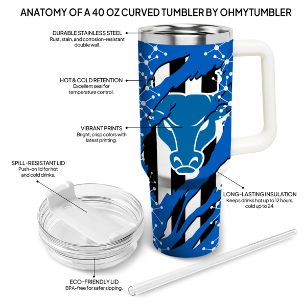 customized buffalo bulls claw cut royal blue black curved tumbler new arrival.webp