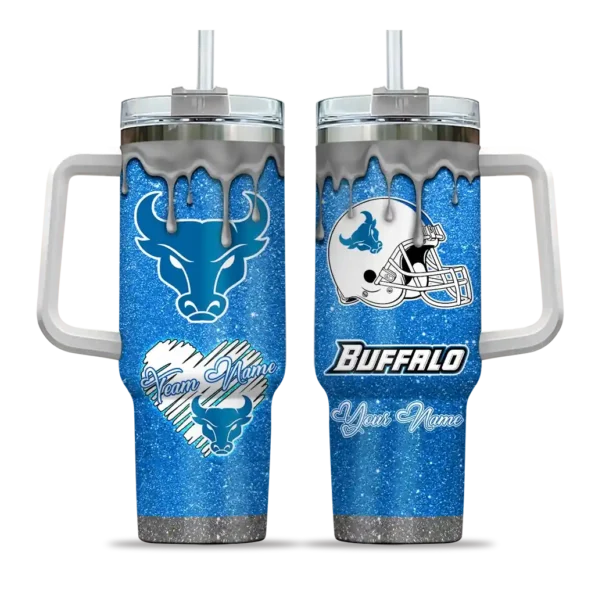 customized buffalo bulls heart helmet motif royal blue curved tumbler best selling.webp