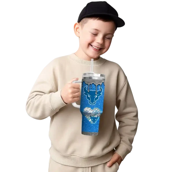 customized buffalo bulls heart helmet motif royal blue curved tumbler latest model.webp
