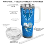 customized buffalo bulls heart helmet motif royal blue curved tumbler best selling.webp