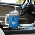 customized buffalo bulls heart helmet motif royal blue curved tumbler best selling.webp
