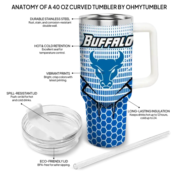 customized buffalo bulls hex texture royal blue curved tumbler new arrival.webp