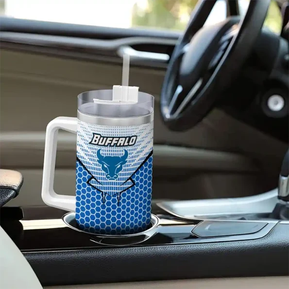 customized buffalo bulls hex texture royal blue curved tumbler trendy.webp