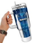 customized buffalo bulls hexagon armor royal blue curved tumbler best selling.webp