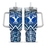 customized byu cougars chevron angle blue curved tumbler best selling.webp