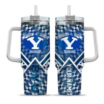customized byu cougars chevron angle blue curved tumbler best selling.webp