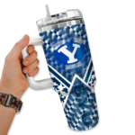 customized byu cougars chevron angle blue curved tumbler best selling.webp