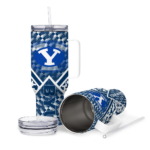 customized byu cougars chevron angle blue curved tumbler best selling.webp