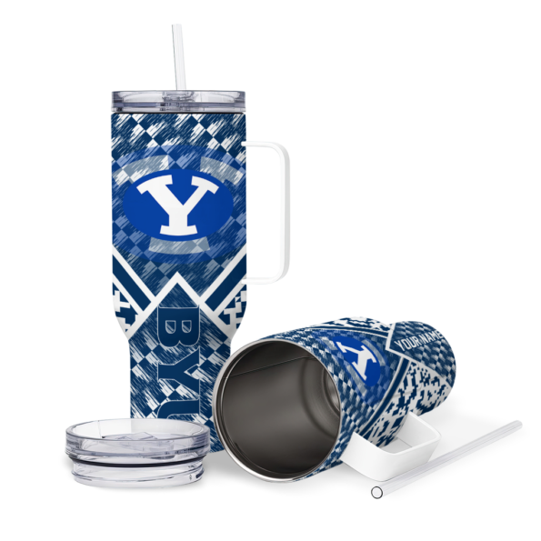 customized byu cougars chevron angle blue curved tumbler high quality.webp
