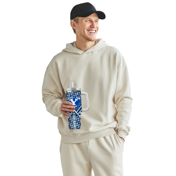 customized byu cougars chevron angle blue curved tumbler top rated.webp