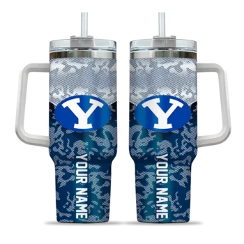customized byu cougars chevron stripe blue curved tumbler best selling.webp