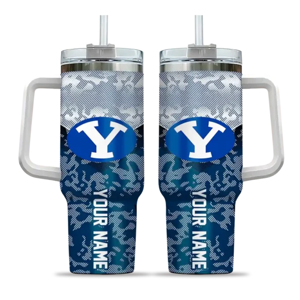 customized byu cougars chevron stripe blue curved tumbler best selling.webp