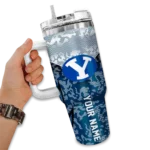 customized byu cougars chevron stripe blue curved tumbler best selling.webp