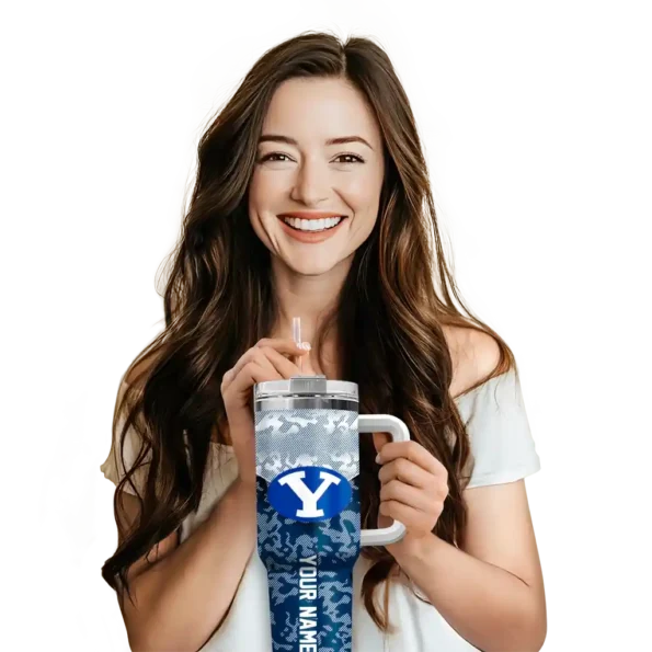 customized byu cougars chevron stripe blue curved tumbler premium grade.webp