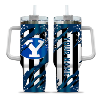 customized byu cougars claw cut blue black curved tumbler best selling.webp
