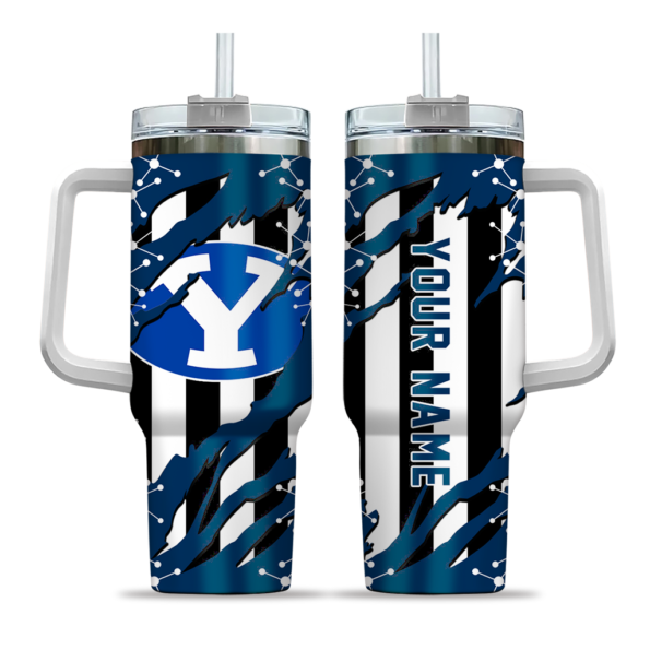 customized byu cougars claw cut blue black curved tumbler best selling.webp