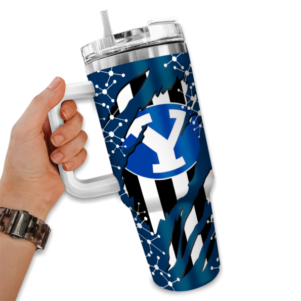 customized byu cougars claw cut blue black curved tumbler fashion forward.webp