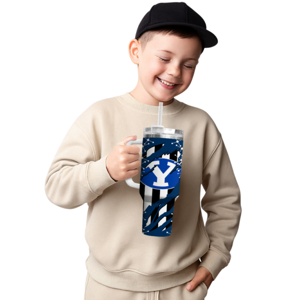 customized byu cougars claw cut blue black curved tumbler latest model.webp