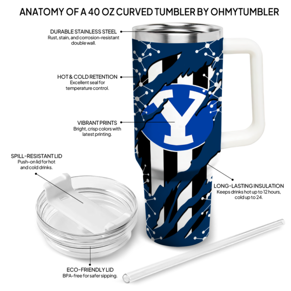 customized byu cougars claw cut blue black curved tumbler new arrival.webp