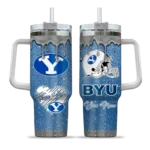 customized byu cougars heart helmet motif blue curved tumbler best selling.webp