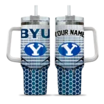 customized byu cougars hex texture blue curved tumbler best selling.webp