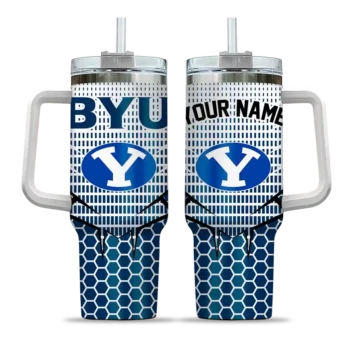 customized byu cougars hex texture blue curved tumbler best selling.webp