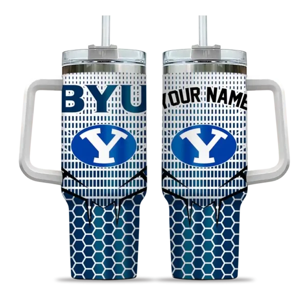customized byu cougars hex texture blue curved tumbler best selling.webp