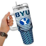 customized byu cougars hex texture blue curved tumbler best selling.webp
