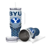 customized byu cougars hex texture blue curved tumbler best selling.webp
