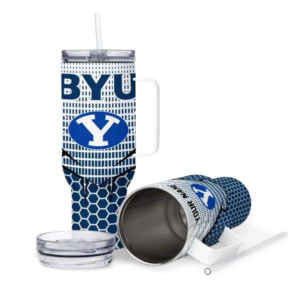 customized byu cougars hex texture blue curved tumbler high quality.webp