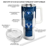 customized byu cougars hexagon armor blue curved tumbler best selling.webp